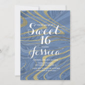 Sweet 16 | Quince Marble Liquid L Blue Faux Gold Kaart (Voorkant)