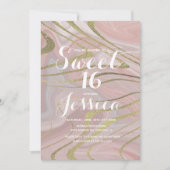 Sweet 16 | Quince Marble Liquid Pink Faux Gold Kaart (Voorkant)