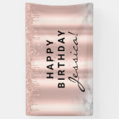 Sweet 16 Quinceañera Birthday Pink Elegant Sleek Spandoek (Verticaal)
