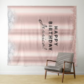 Sweet 16 Quinceañera Birthday Pink Elegant Sleek Wandkleed (In Situ (horizontaal))
