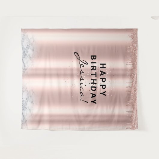 Sweet 16 Quinceañera Birthday Pink Elegant Sleek Wandkleed (Voorkant (horizontaal))