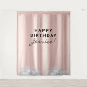 Sweet 16 Quinceañera Birthday Pink Elegant Sleek Wandkleed (Voorkant)