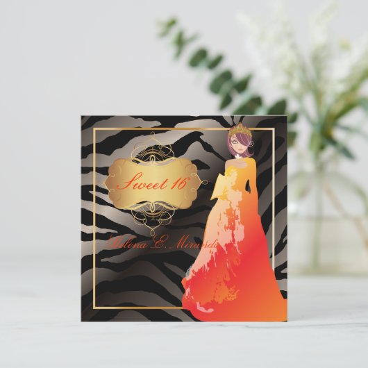 Sweet 16 / Quinceañera / Quince años / zebrastrepe Kaart (Staand voorkant)