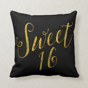 Sweet 16 Quote Faux Gold Foil Sparkly Sjabloon Kussen