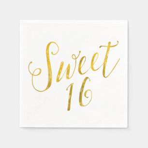 Sweet 16 Quote Faux Gold Foil Sparkly Sjabloon Servetten