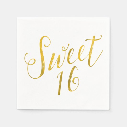 Sweet 16 Quote Faux Gold Foil Sparkly Sjabloon Servetten (Voorkant)
