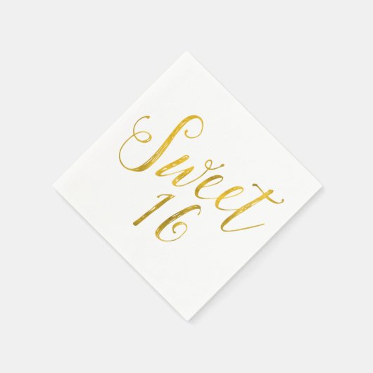 Sweet 16 Quote Faux Gold Foil Sparkly Sjabloon Servetten (Hoek)