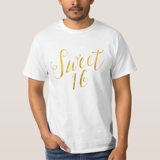 Sweet 16 Quote Faux Gold Foil Sparkly Sjabloon T-shirt (Voorkant)