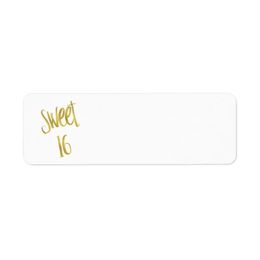 Sweet 16 Quote Faux Gold Glitter Achtergrond Etiket (Voorkant)