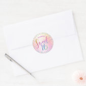 Sweet 16 Rainbow Glitter Confetti Ombre Birthday Ronde Sticker (Envelop)