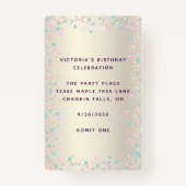 Sweet 16 Rainbow Glitter Gold Birthday VIP Pass Badge (Achterkant)
