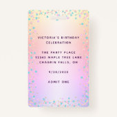 Sweet 16 Rainbow Glitter Ombre Birthday VIP Pass Badge (Achterkant)