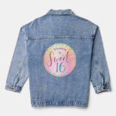Sweet 16 Rainbow Glitter Ombre Confetti Birthday Denim Jacket (Achterkant)