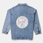 Sweet 16 Rainbow Ombre Glitter Confetti Birthday Denim Jacket (Achterkant)