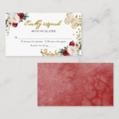 Sweet 16 Red Blush Floral Butterfly RSVP Enclosure Visitekaartje (Voorkant / Achterkant)