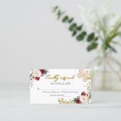 Sweet 16 Red Blush Floral Butterfly RSVP Enclosure Visitekaartje (Staand voorkant)