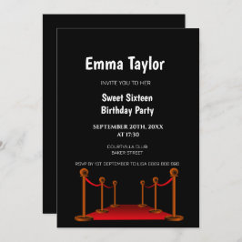 Sweet 16 Red Carpet Hollywood Confetti Birthday Kaart