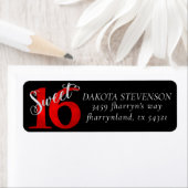 Sweet 16 | Red Faux Glitter Retouradres Etiket (Insitu)