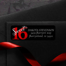 Sweet 16 | Red Faux Glitter Retouradres