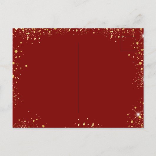 Sweet 16 Red Gold glitter jurk bloemuitnodiging Briefkaart (Achterkant)