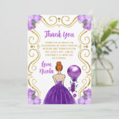 Sweet 16 Red Hair Princess Purple Happy Birthday Bedankkaart (Staand voorkant)