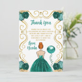 Sweet 16 Red Hair Princess Teal  Bedankkaart (Staand voorkant)