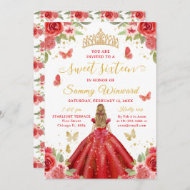 Sweet 16 Red Princess Blonde Girl Kaart