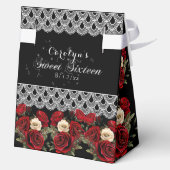 Sweet 16 Red Roses White Lace Sparkle Bedankdoosjes (Achterkant)