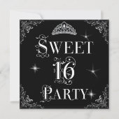 Sweet 16 Regal Black White Silver Tiara Kaart (Voorkant)