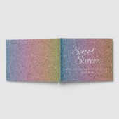 Sweet 16 Regenboog Glitter Script Prinses Gastenboek (Volledig)