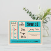 Sweet 16 Retro Concert Ticket Invitation Kaart (Staand voorkant)