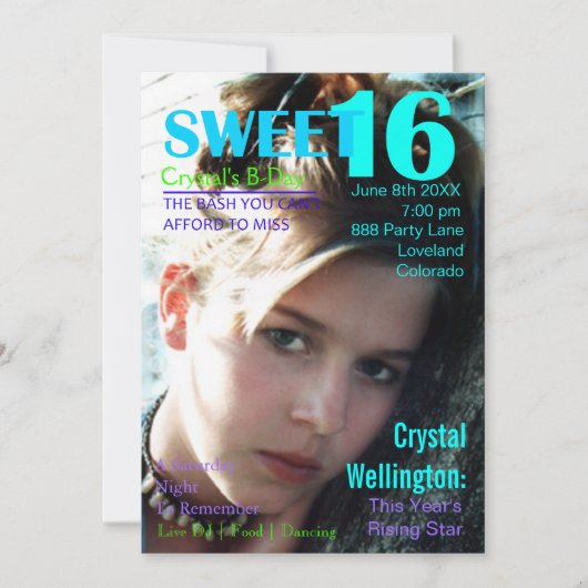 Sweet 16 Rising Star Blauwgroen magazine Hoesje Ui Kaart (Voorkant)