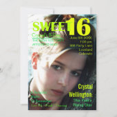 Sweet 16 Rising Star Limoen Magazine Hoesje Uitnod Kaart (Voorkant)