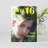 Sweet 16 Rising Star Limoen Magazine Hoesje Uitnod Kaart (Staand voorkant)