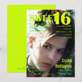 Sweet 16 Rising Star Limoen Magazine Hoesje Uitnod Kaart (Voorkant / Achterkant)