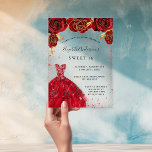 Sweet 16 rode rozen jurk glitter clear acryl uitnodigingen<br><div class="desc">Voor een elegante Sweet 16,  Een heldere,  transparante achtergrond. Versierd met rode rozen,  sprankelingen en een rode jurk. Personaliseer en voeg jouw namen en partijgegevens toe.</div>