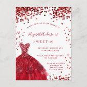 Sweet 16 rode witte jurk glamoureus uitnodiging briefkaart (Voorkant)