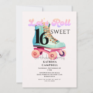 Sweet 16 Rolschaatsen Verjaardagsfeest Kaart
