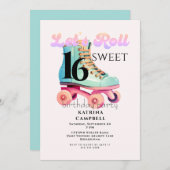 Sweet 16 Rolschaatsen Verjaardagsfeest Kaart (Voorkant / Achterkant)