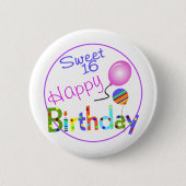 Sweet 16 ronde button 5,7 cm (Voorkant)