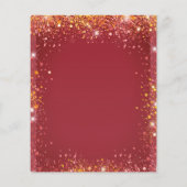 Sweet 16 rood goud glitter jurk uitnodiging (Achterkant)
