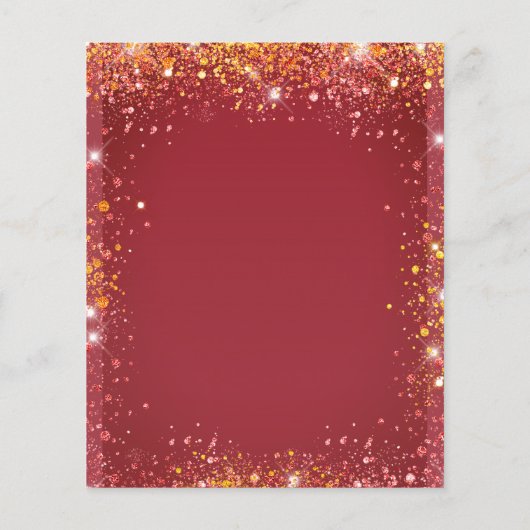 Sweet 16 rood goud glitter jurk uitnodiging (Achterkant)