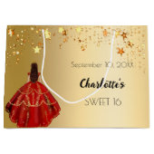 Sweet 16 rood gouden sterren jurk tiara groot cadeauzakje (Voorkant)