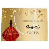 Sweet 16 rood gouden sterren jurk tiara groot cadeauzakje (Achterkant)