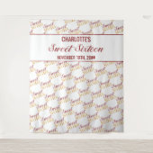 Sweet 16 Rood Gouden Verjaardagsfeest Achtergrond Wandkleed (Voorkant)