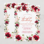 Sweet 16 Rood Roze Pioen Bloemen Kaart (Voorkant / Achterkant)