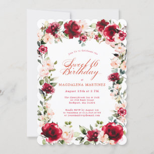 Sweet 16 Rood Roze Pioen Bloemen Kaart