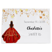 Sweet 16 rood wit goud sterren jurk tiara groot cadeauzakje (Voorkant)