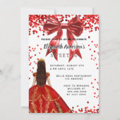 Sweet 16 rood witte jurk boog kaart (Voorkant)