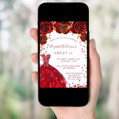 Sweet 16 rood witte jurk glamour kaart